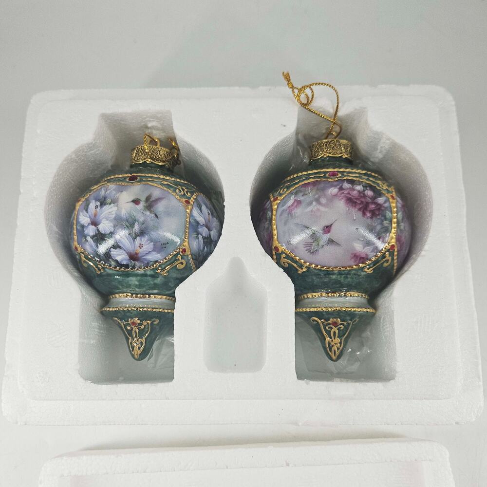 Vintage set of 2 Lena Liu’s Treasury of Jeweled Hummingbirds porcelain ornaments
